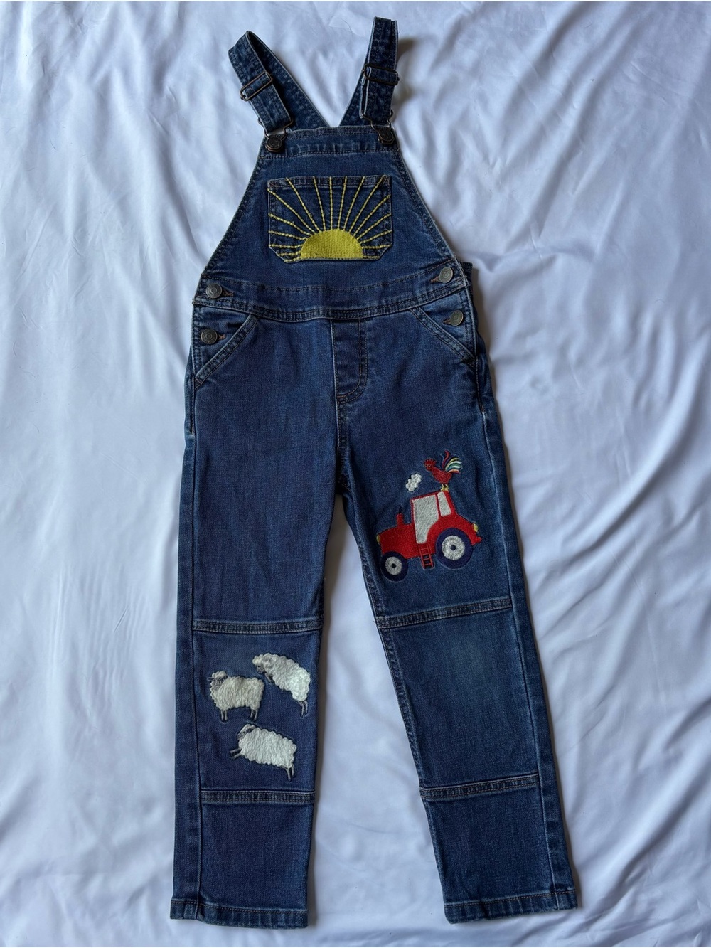 Mini Boden Embroidered Farm Overalls - Size 5